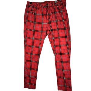 Woman's Arizona Jeans Co punk grungecore plaid mid rise skinny jeans size 13